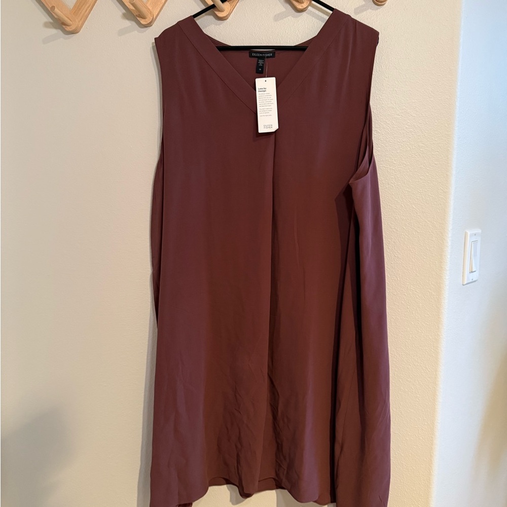 Eileen Fisher burgundy dress vneck nwt